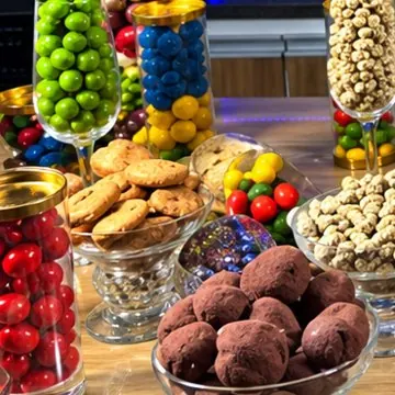 Trufas de cacau e drágeas