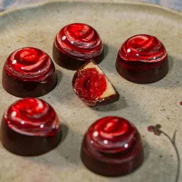 Bombons vermelhos em espiral
