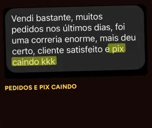 Aluna com muitos pedidos e pix caindo